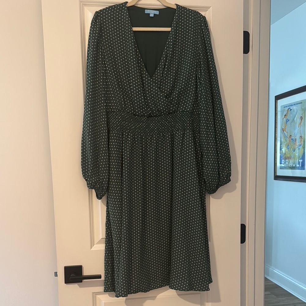 Draper James dark green wrapped front dress